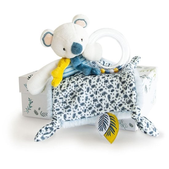 Yoca Le Koala Doudou Hochet Blanc/bleu  de Doudou et Compagnie