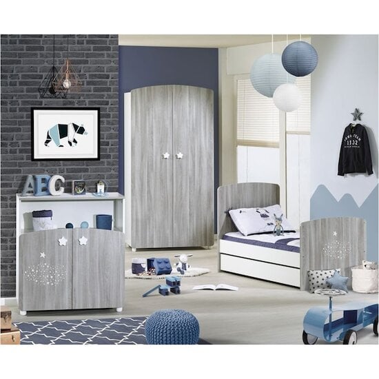 Chambre Hugo : Lit 70x140 + armoire + commode   de Sauthon Baby's Sweet Home