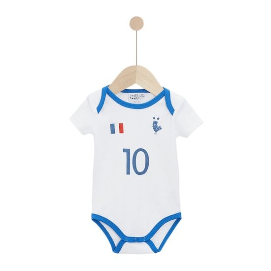 Body à manches courtes Foot France Blanc 9 mois de Lou & Loup Body à manches courtes Foot France Blanc 9 mois de Lou & Loup