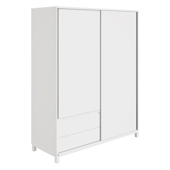 Olli Armoire 2 portes + 2 tiroirs Blanc Craie  de Paidi