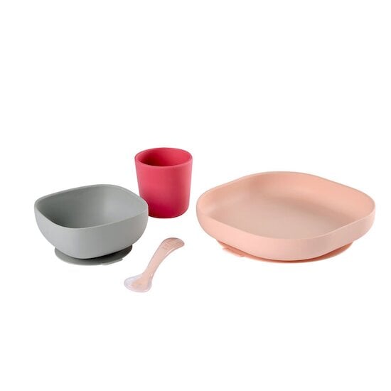 Set Vaisselle Silicone 4 pièces Pink  de Béaba