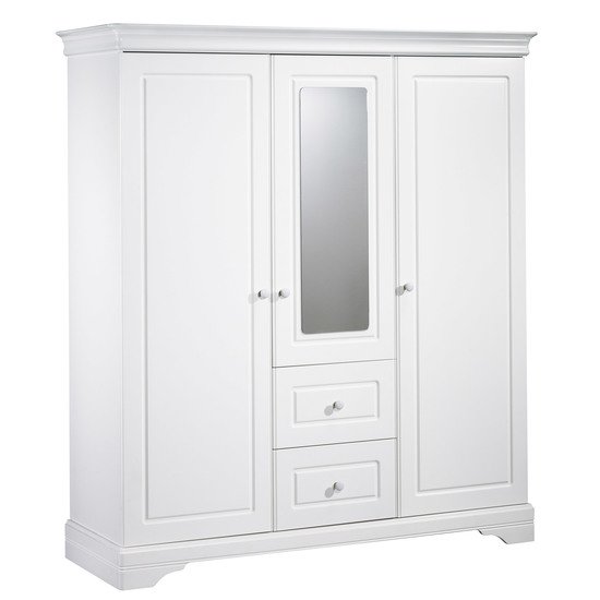 Elodie armoire 3 volumes + miroir Blanc  de Sauthon Baby's Sweet Home