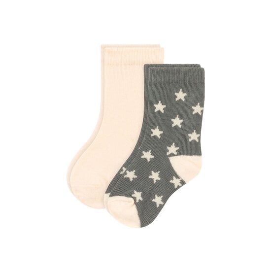 Lot de 2 paires de chaussettes étoiles Beige/Khaki 19/22 de Petit Bateau