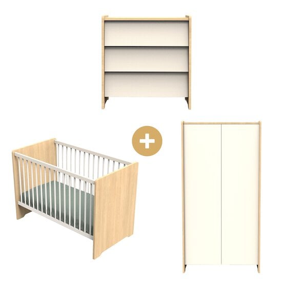 Chambre Vanille : Lit 60x120 + Commode + Armoire   de Sauthon Baby's Sweet Home