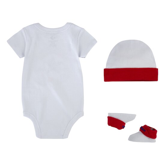 Coffret Bodie + Bonnet + Chaussons Blanc/Rouge  de Converse