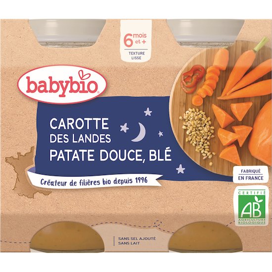 Petit pot carotte des Landes patates douce blé  2 x 200 g de Babybio