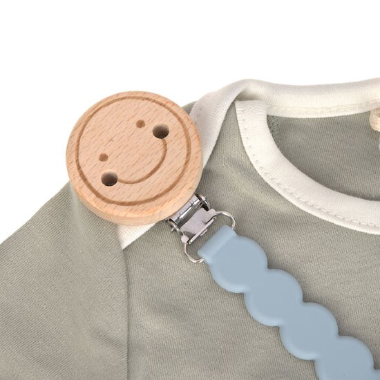 Attache sucette Tiny Smile bois/silicone Bleu  de Lässig