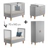 Chambre Lounge Complète : Lit évolutif 70 x 140 cm + Armoire + Commode + Plan à langer