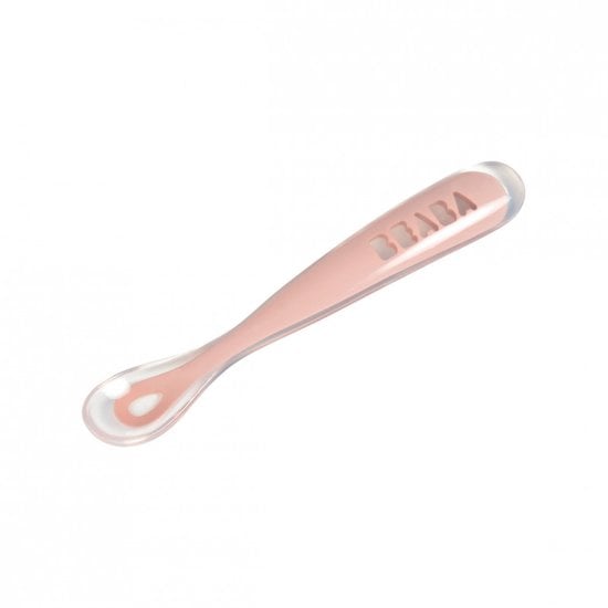 Cuillère 1er repas silicone Old pink  de Béaba