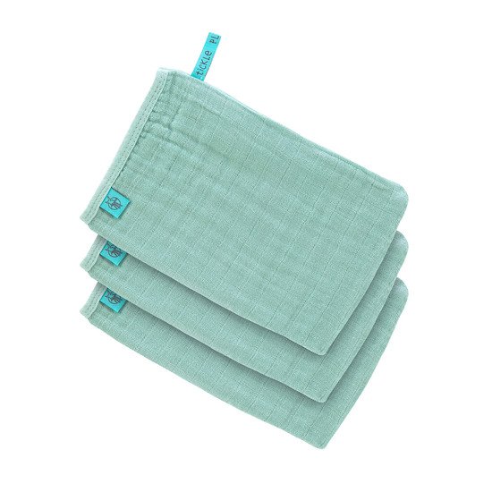 Lot de 3 gants de toilette en mousseline Vert menthe  de Lässig