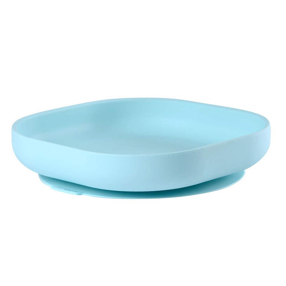 Beaba Ensemble d'assiette bébé à 2 compartiments Silicone Bleu