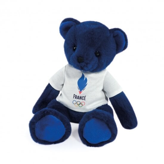 Jeux Olympiques 2024 Ours en peluche avec T-shirt Equipe de France Bleu  de Doudou et Compagnie
