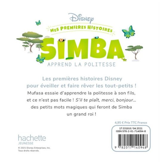 Mes premières histoires - Simba apprend la politesse Vert  de Hachette Jeunesse Disney