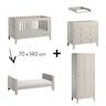 Chambre Milenne Complète : Lit évolutif 70 x 140 cm + Armoire + Commode + Plan à langer