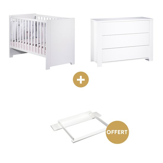Offre Chambre Loft : Lit 60x120 + Commode = Dispositif à langer offert   de Sauthon Baby's Sweet Home
