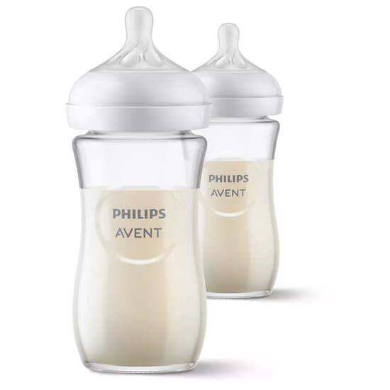 Lot de 2 Biberons Natural en verre 3.0  240 ml de Philips AVENT Lot de 2 Biberons Natural en verre 3.0  240 ml de Philips AVENT