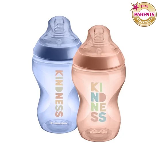 Lot de 2 biberons Closer to Nature décorés Rose 340 ml de Tommee Tippee