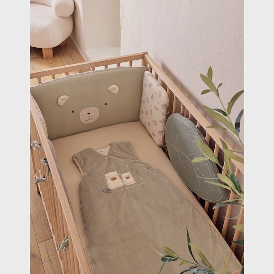 Gigoteuse brodée en Veloudoux Fluffy, Orso et Lily Vert Sauge 6-24 mois de Noukies