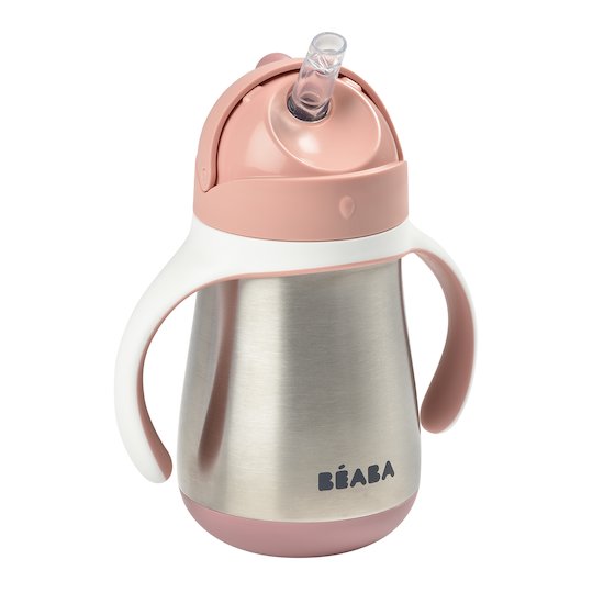 Tasse en inox avec paille Rose 250 ml de Béaba