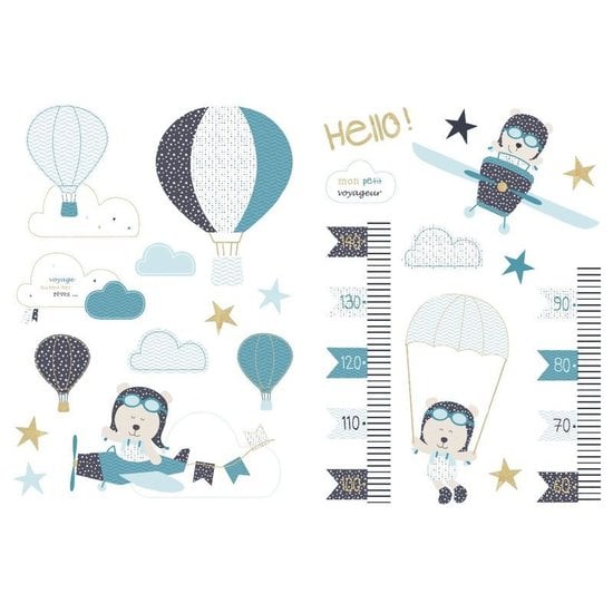 Lazare stickers muraux Bleu/Gris  de Sauthon Baby's Sweet Home