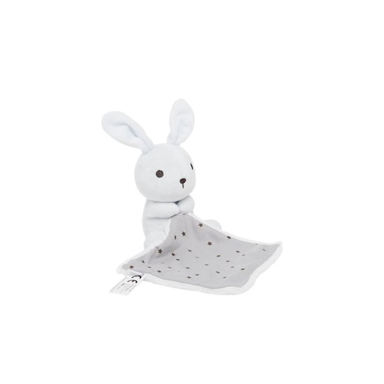 Doudou plat velours lapin gris naissance