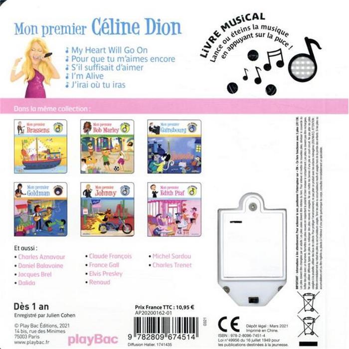 Livre musical - Mon premier Céline Dion - Playbac