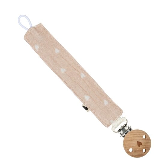 Attache tétine Beige Petits Cœurs  de Atelier Wagram