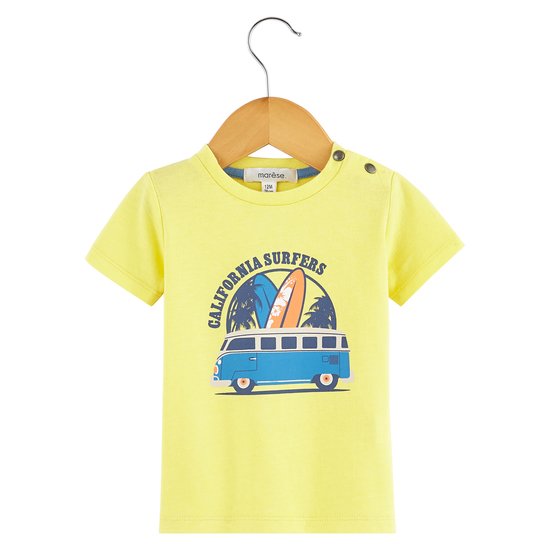 T-shirt Malibu Beach Jaune sunset 6 mois de Nano & nanette