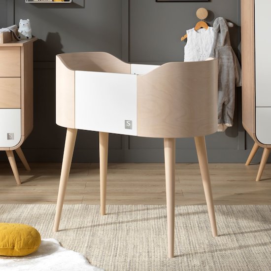 Galopin Berceau pied bois Blanc  de Sauthon Original Galopin Berceau pied bois Blanc  de Sauthon Original
