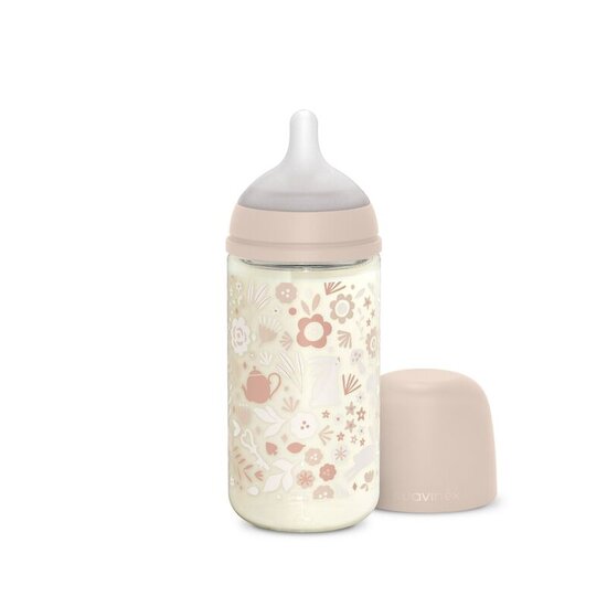 Biberon en verre avec tétine SX Pro Wonderland Rose 240 ml de Suavinex