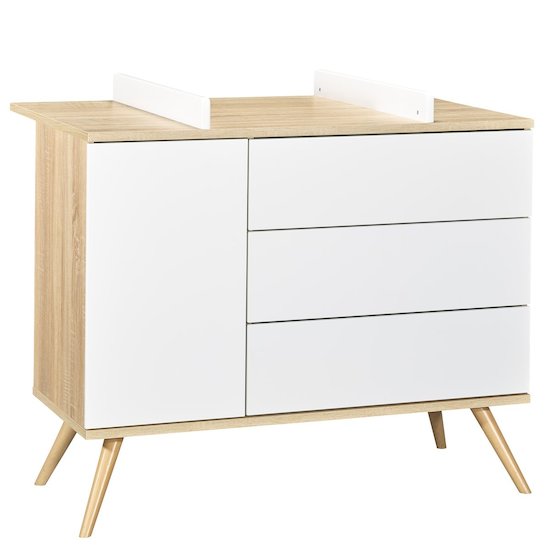 Seventies commode 1 porte 3 tiroirs  Blanc  de Sauthon Baby's Sweet Home Seventies commode 1 porte 3 tiroirs  Blanc  de Sauthon Baby's Sweet Home