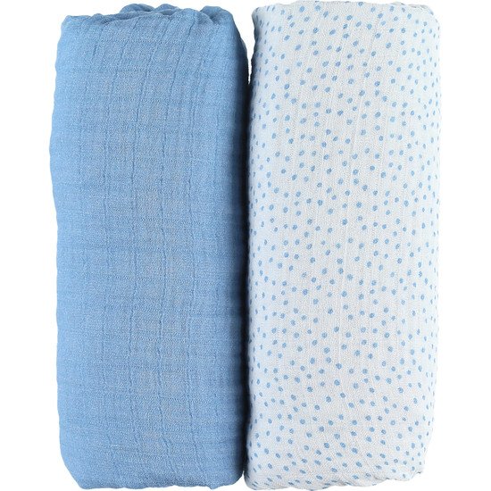 Aston & Jack lot de 2 draps housses Bleu 60 x 120 cm de Noukies