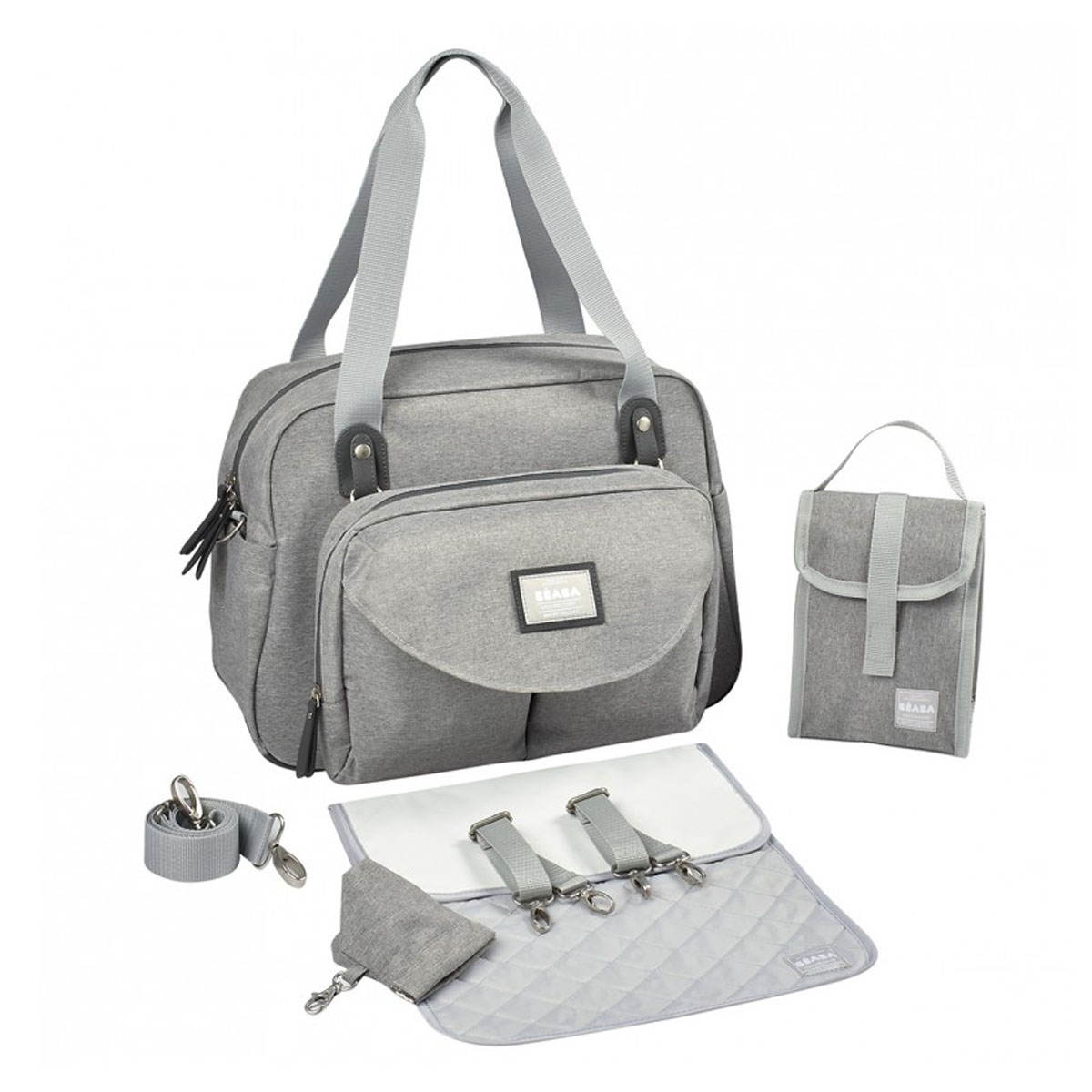 Sac Genève 2 Gris chiné de Béaba Sacs à langer : Aubert