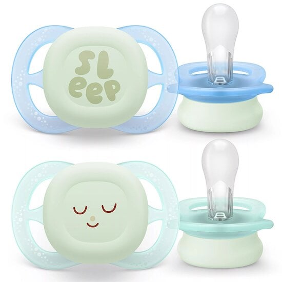 Lot de 2 sucettes ultra start fluorescentes  0-2 mois de Philips AVENT