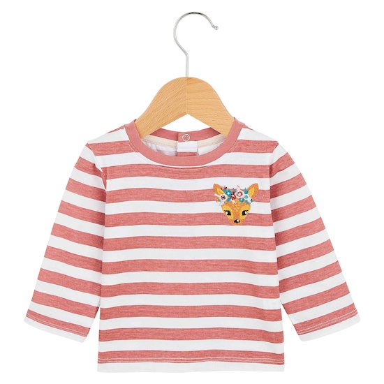 Tee-shirt rayé à manches longues Vieux rose  de P'tit bisou