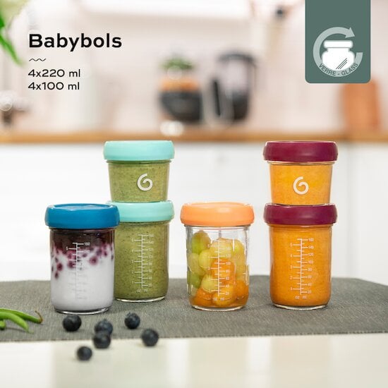 Babybols en verre - 8 pots de conservation + livret Recettes Bio   de Babymoov
