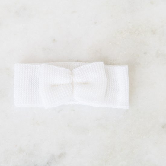 Bandeau avec noeud Blanc  de La Manufacture de Layette Bandeau avec noeud Blanc  de La Manufacture de Layette