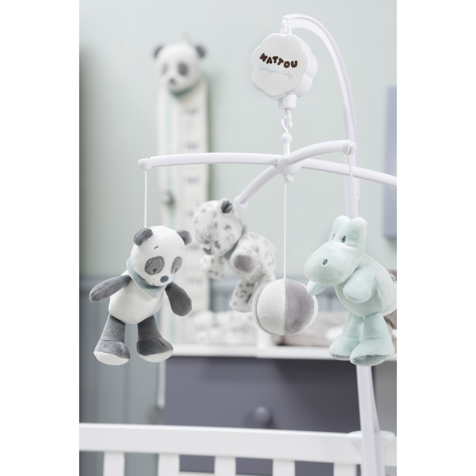 Loulou Lea Hippolyte Mobile Gris De Nattou Mobiles Aubert Baby 00