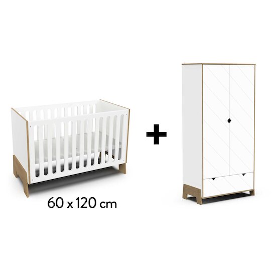 Chambre Albizia : lit bébé 60x120 + Armoire 2 portes   de CBA Meubles Chambre Albizia : lit bébé 60x120 + Armoire 2 portes   de CBA Meubles