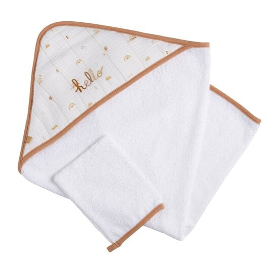 Sunlight Cape de bain + gant   de Sauthon Baby Déco