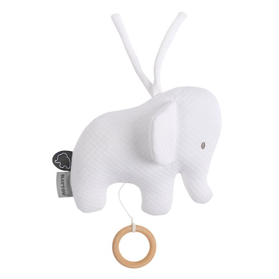 Tembo petite peluche musicale matelassée Blanc  de Nattou