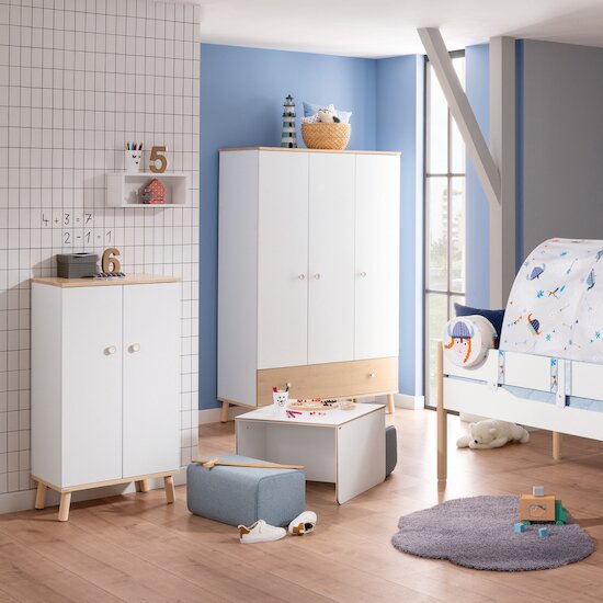 Ylvie Armoire 3 portes Blanc Craie/Beige Bouleau  de Paidi Ylvie Armoire 3 portes Blanc Craie/Beige Bouleau  de Paidi