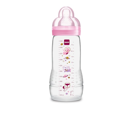 Biberon 2ème âgé décoré 330ml Rose  de Mam