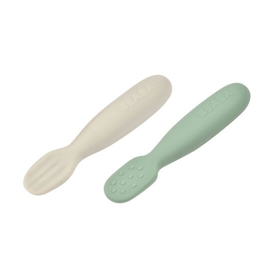 Lot de 2 Pré Cuillères Silicone Vert  de Béaba