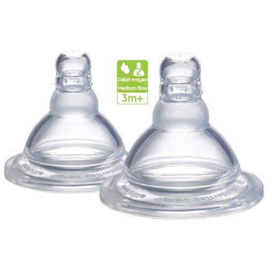 Luc et Léa Tétines Silicone Anti-Colique 6m+ Liquide Épais Lot de