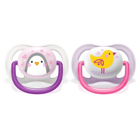 Lot 2 sucettes ultra air Oiseau/pingouin 0-6 mois de Philips AVENT