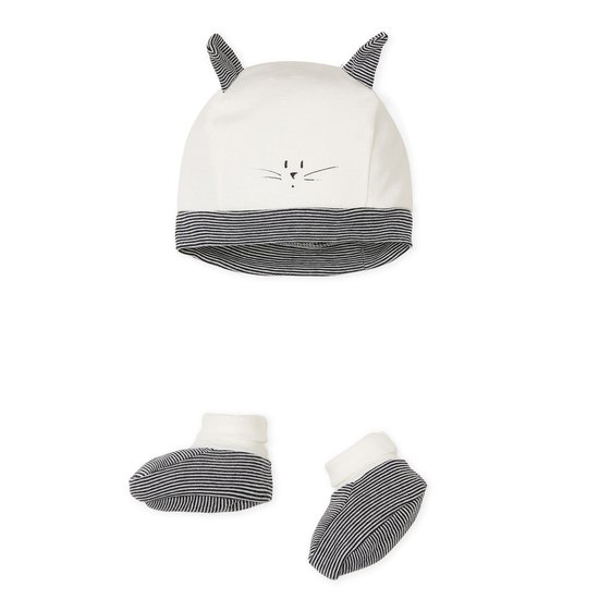 Ensemble bonnet + chaussons  Blanc 1 mois de Petit Bateau