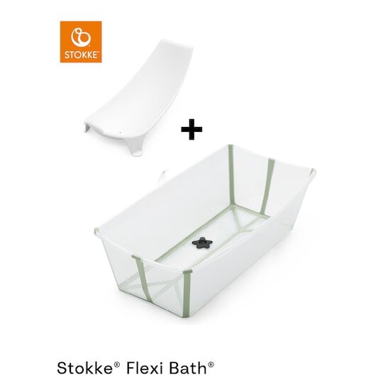 Flexi Bath® XL + Transat de bain Transparent vert  de Stokke®