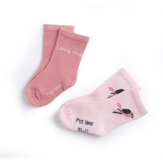 Love Me Too Lot de 2 paires de chaussettes Rose  de P'tit bisou