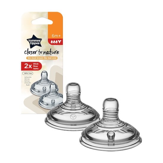 Lot de 2 tétines 6m+ Transparent Liquide Epais de Tommee Tippee